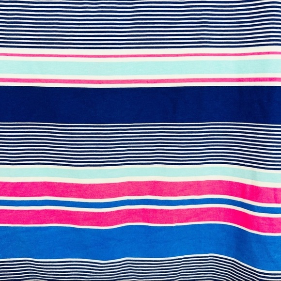 LILLY PULITZER Audelia Off the Shoulder Top True Blue Kaleidoscope Stripe, XS - Picture 3 of 8